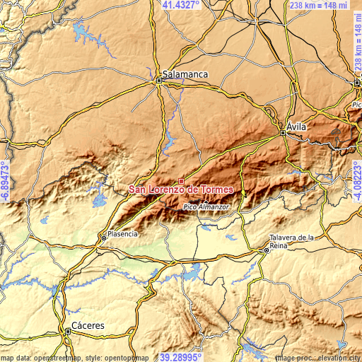 Topographic map of San Lorenzo de Tormes