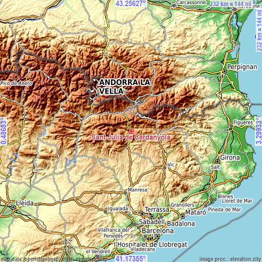 Topographic map of Sant Julià de Cerdanyola