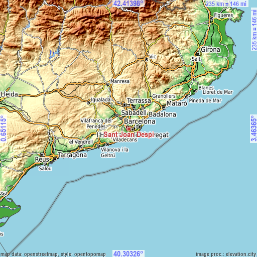 Topographic map of Sant Joan Despí