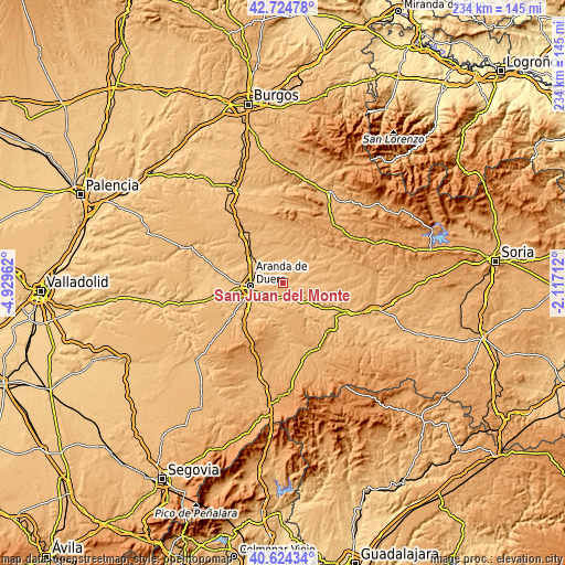 Topographic map of San Juan del Monte