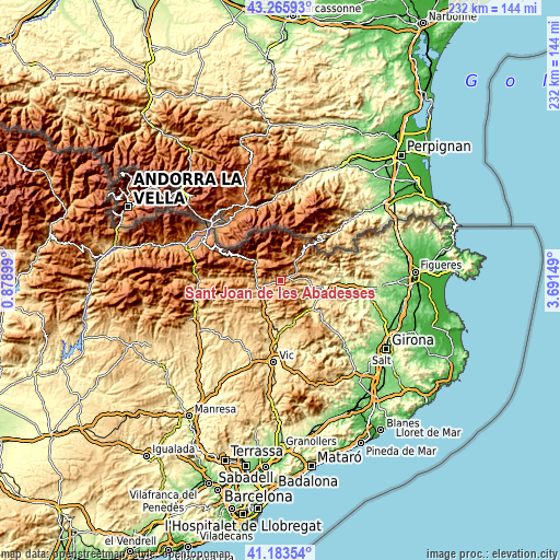 Topographic map of Sant Joan de les Abadesses