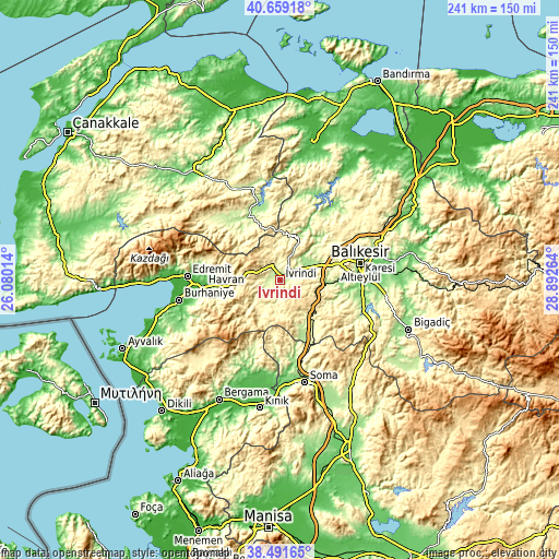 Topographic map of İvrindi