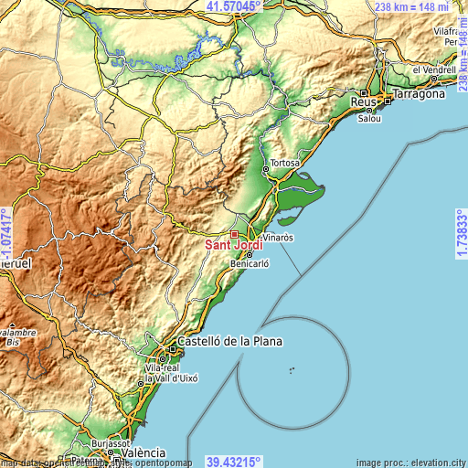 Topographic map of Sant Jordi