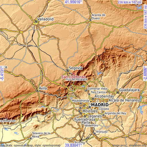 Topographic map of San Ildefonso