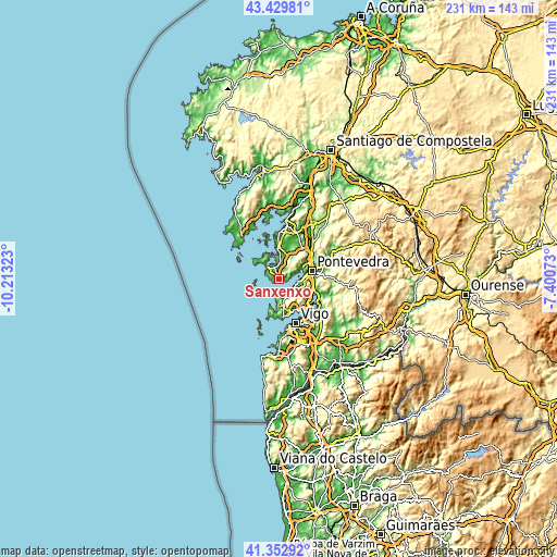 Topographic map of Sanxenxo