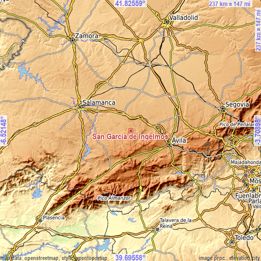 Topographic map of San García de Ingelmos