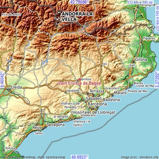 Topographic map of Sant Fruitós de Bages