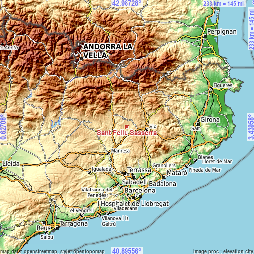 Topographic map of Sant Feliu Sasserra