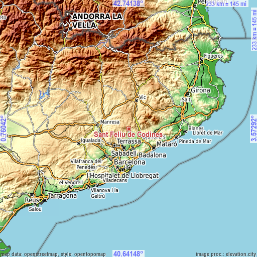 Topographic map of Sant Feliu de Codines