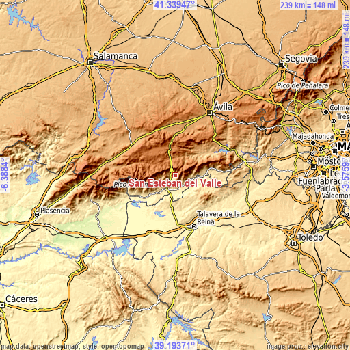 Topographic map of San Esteban del Valle