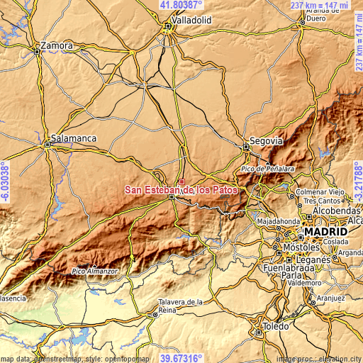 Topographic map of San Esteban de los Patos