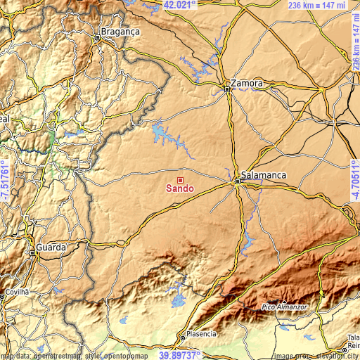 Topographic map of Sando