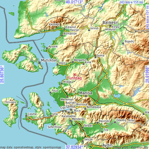 Topographic map of Yuntdağ