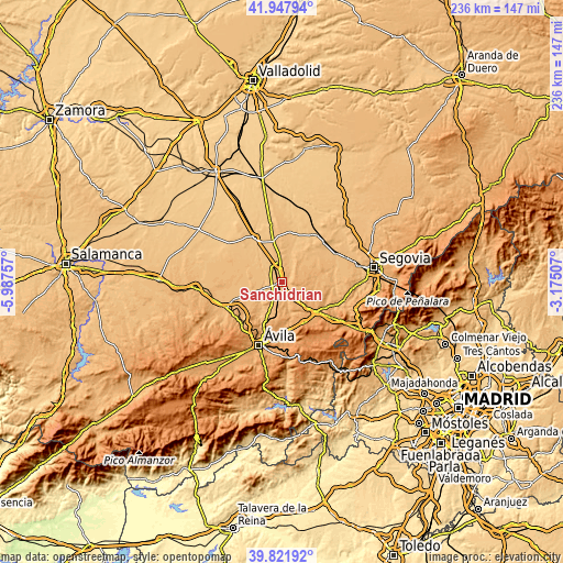 Topographic map of Sanchidrián