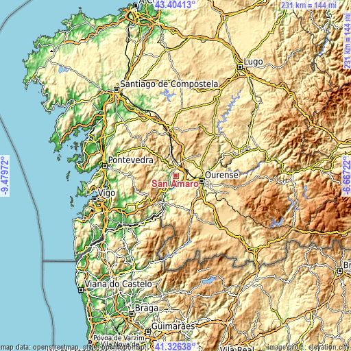 Topographic map of San Amaro