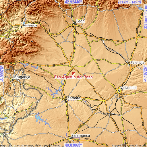 Topographic map of San Agustín del Pozo