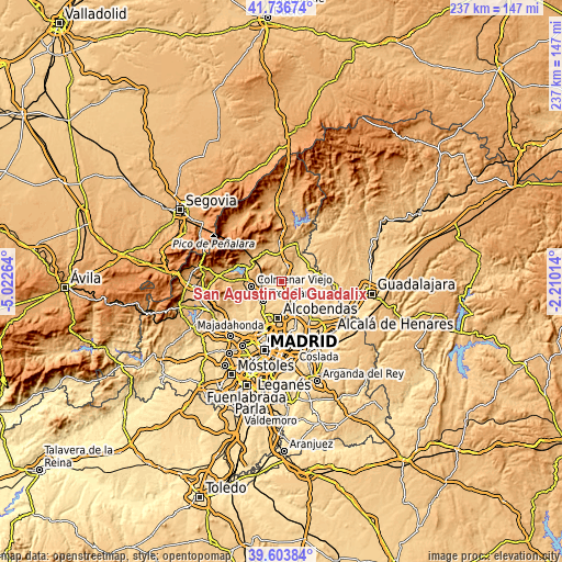 Topographic map of San Agustín del Guadalix