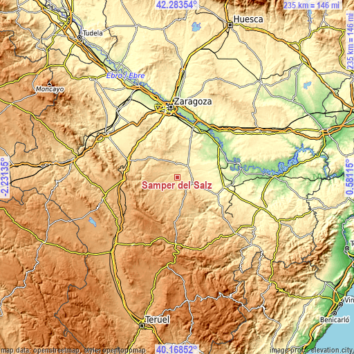 Topographic map of Samper del Salz