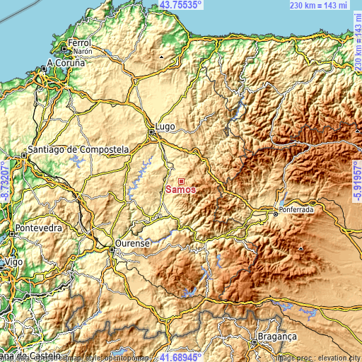 Topographic map of Samos