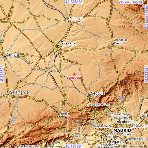 Topographic map of Samboal