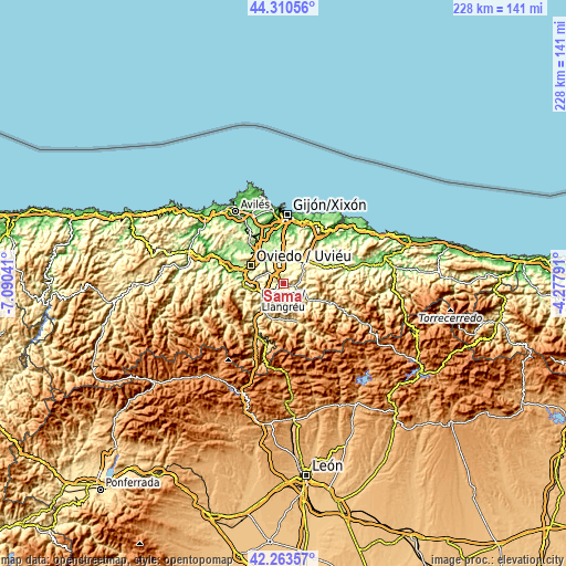 Topographic map of Sama