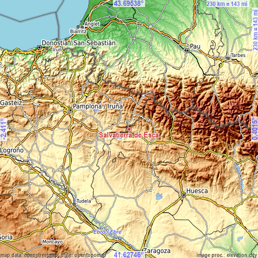 Topographic map of Salvatierra de Esca