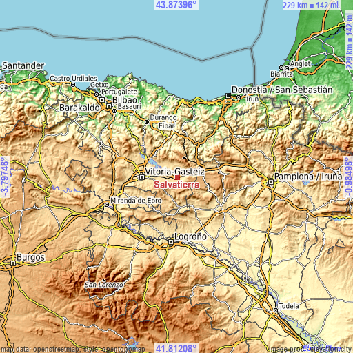 Topographic map of Agurain / Salvatierra