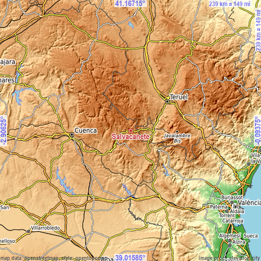 Topographic map of Salvacañete