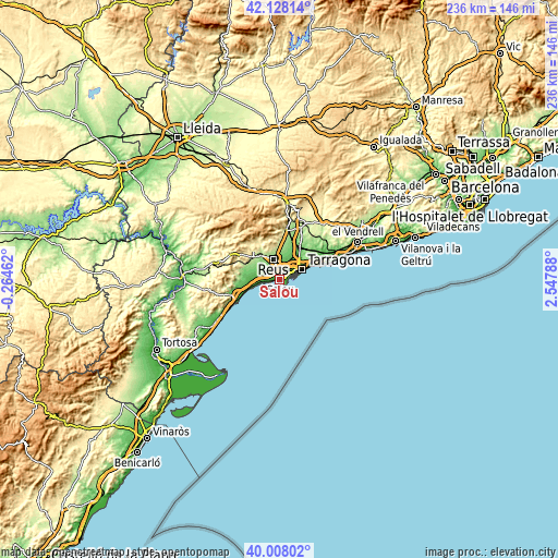 Topographic map of Salou
