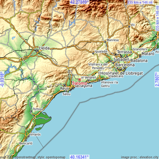 Topographic map of Salomó