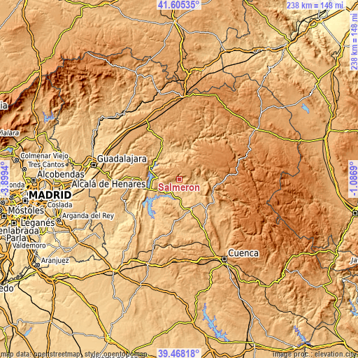 Topographic map of Salmerón