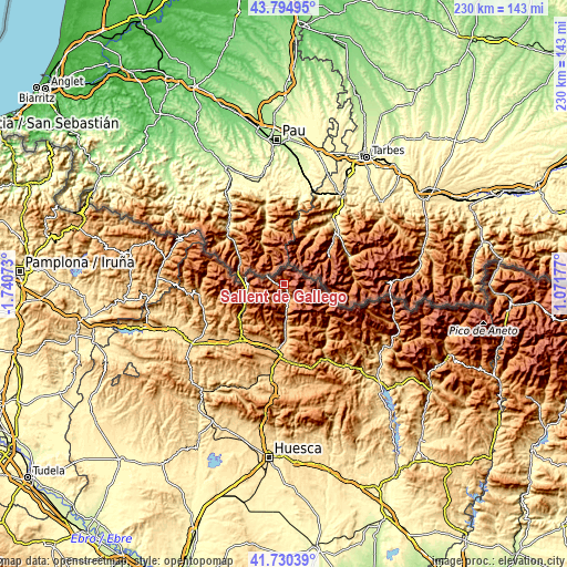 Topographic map of Sallent de Gállego