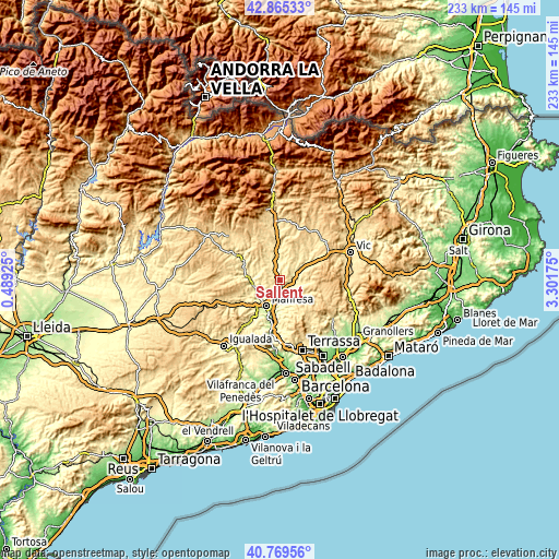 Topographic map of Sallent