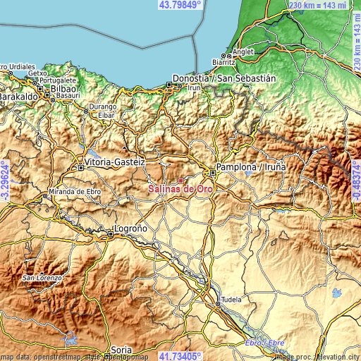 Topographic map of Salinas de Oro