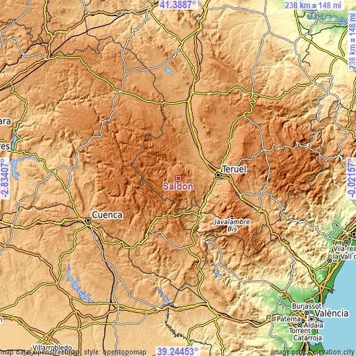 Topographic map of Saldón