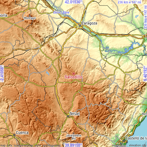 Topographic map of Salcedillo