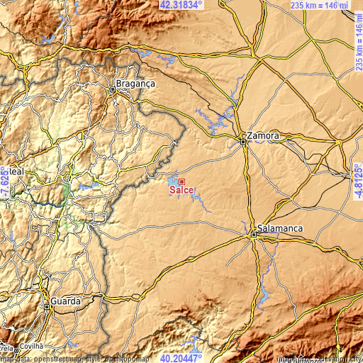 Topographic map of Salce