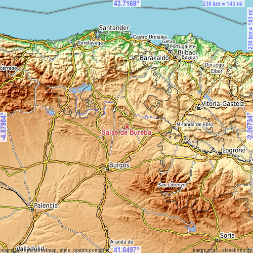 Topographic map of Salas de Bureba