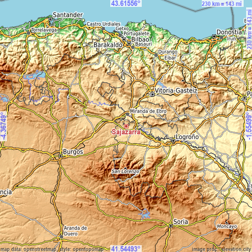 Topographic map of Sajazarra