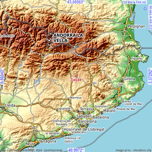 Topographic map of Sagàs