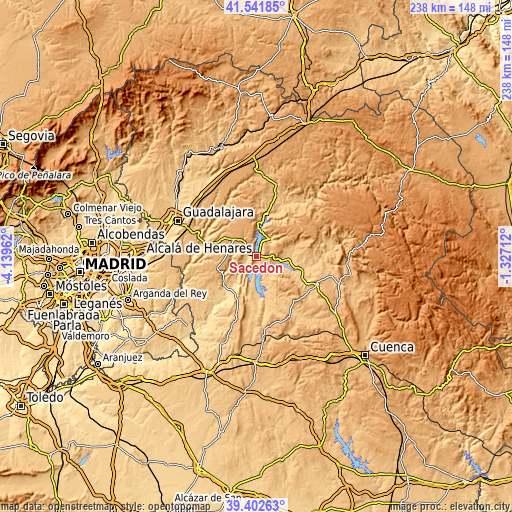 Topographic map of Sacedón