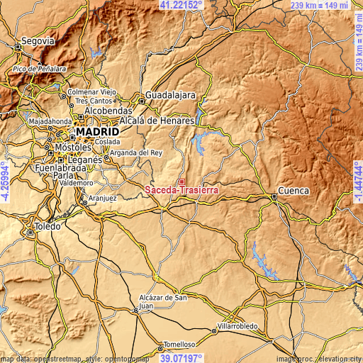 Topographic map of Saceda-Trasierra