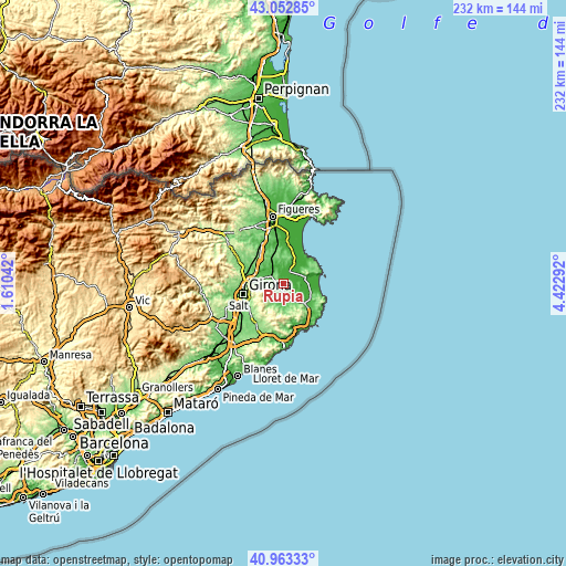 Topographic map of Rupià