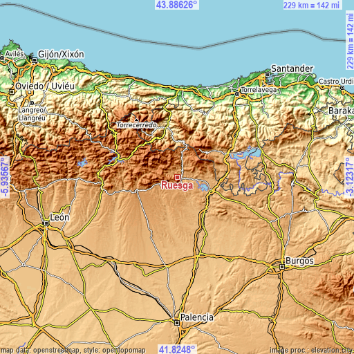 Topographic map of Ruesga