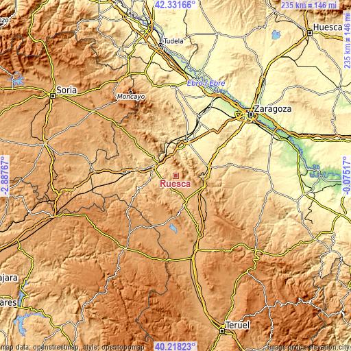 Topographic map of Ruesca