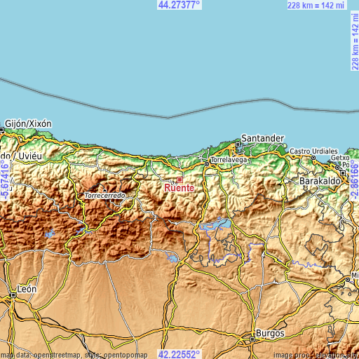 Topographic map of Ruente