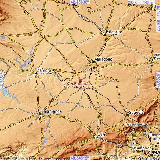 Topographic map of Rueda