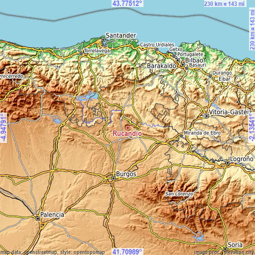 Topographic map of Rucandio