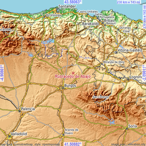 Topographic map of Rublacedo de Abajo