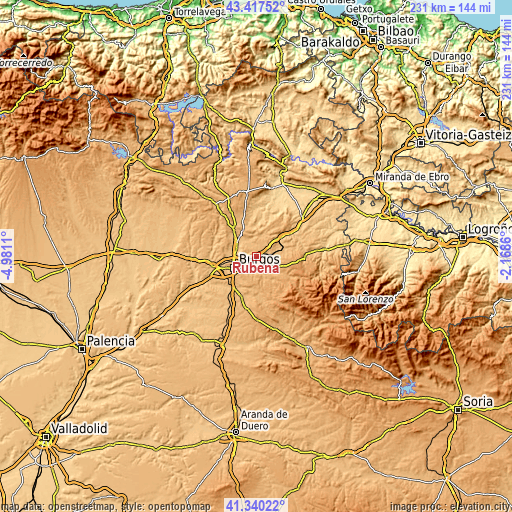 Topographic map of Rubena